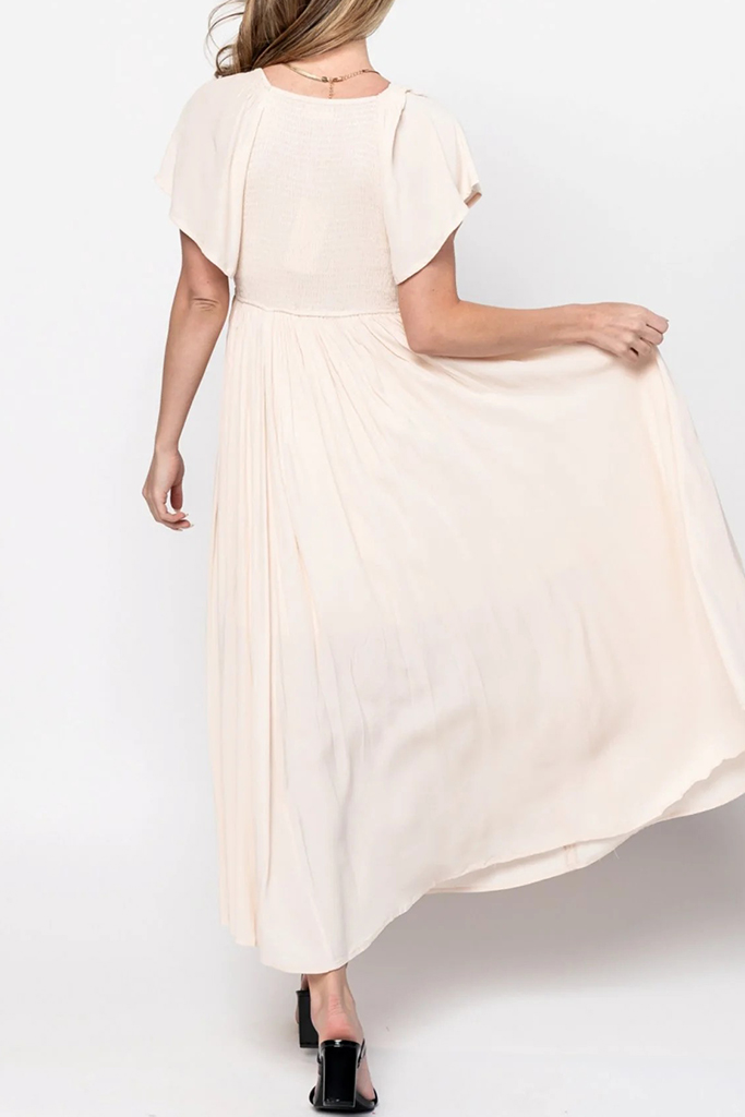 2024 Women’s V-Neck Flowing Pleated Dress