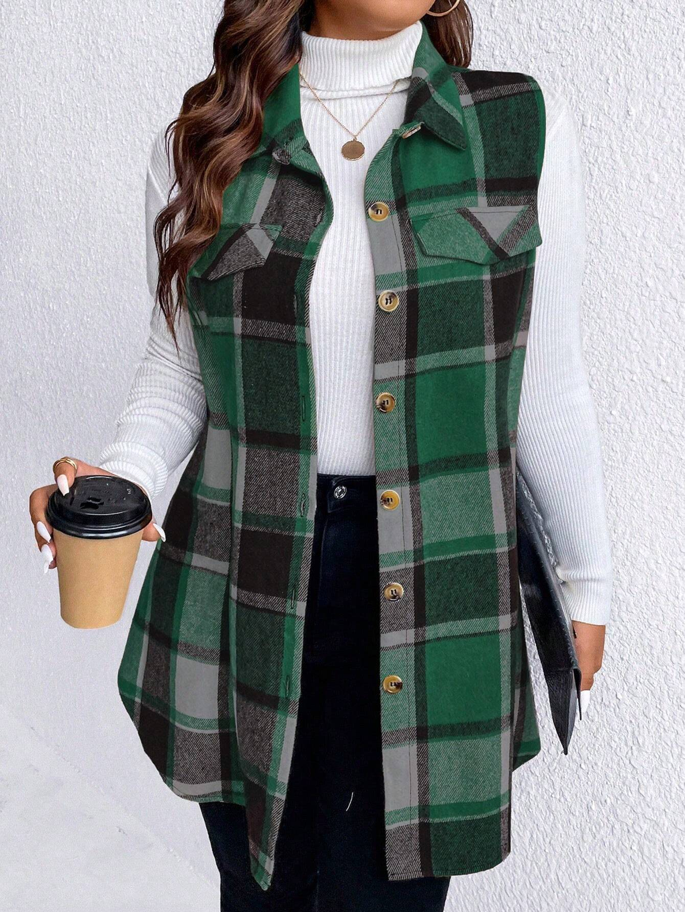 Women's Fall Plaid Lightweight Flannel Vest with Pockets (BUY 2 FREE SHIPPING)