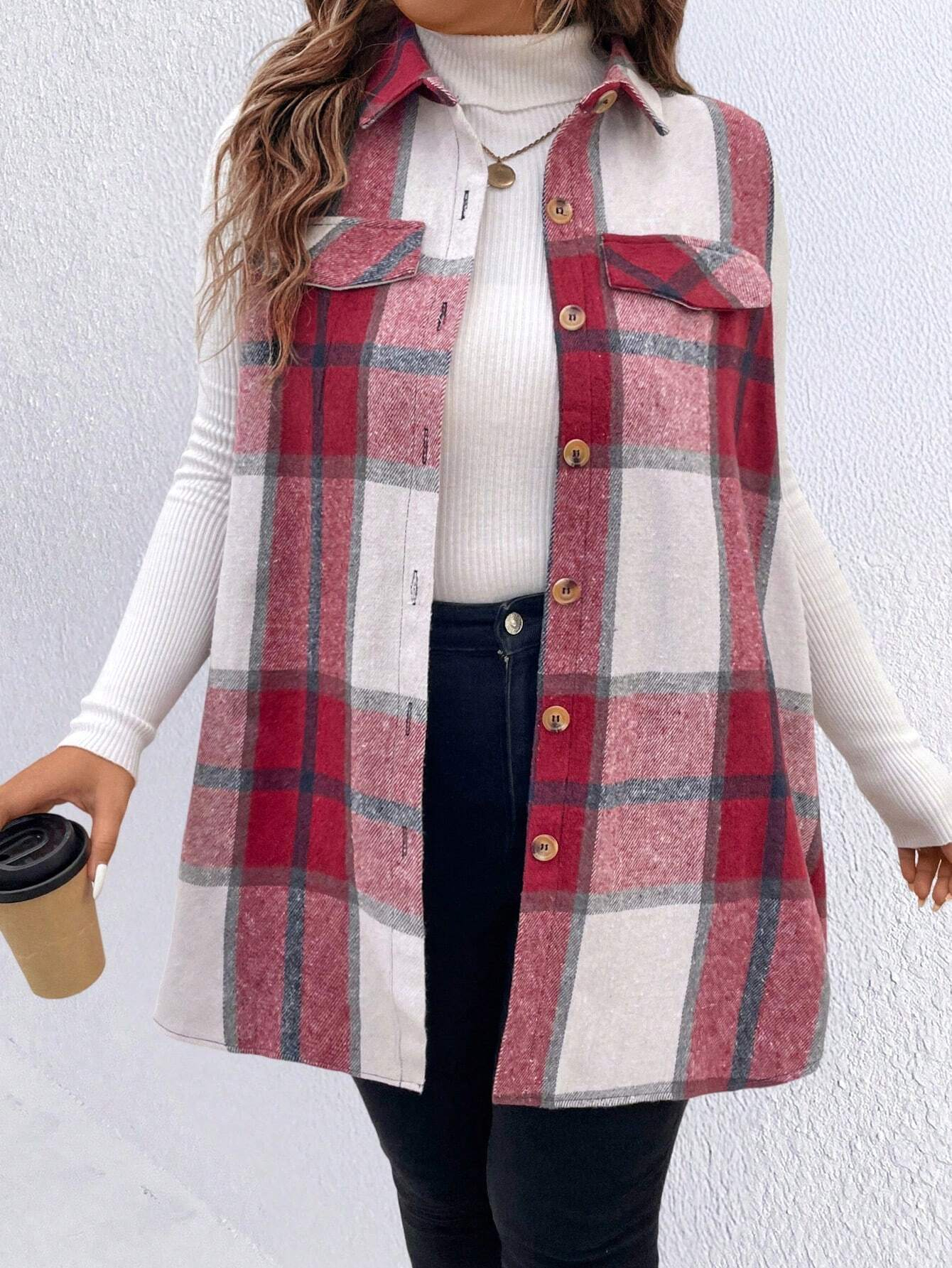 Women's Fall Plaid Lightweight Flannel Vest with Pockets (BUY 2 FREE SHIPPING)