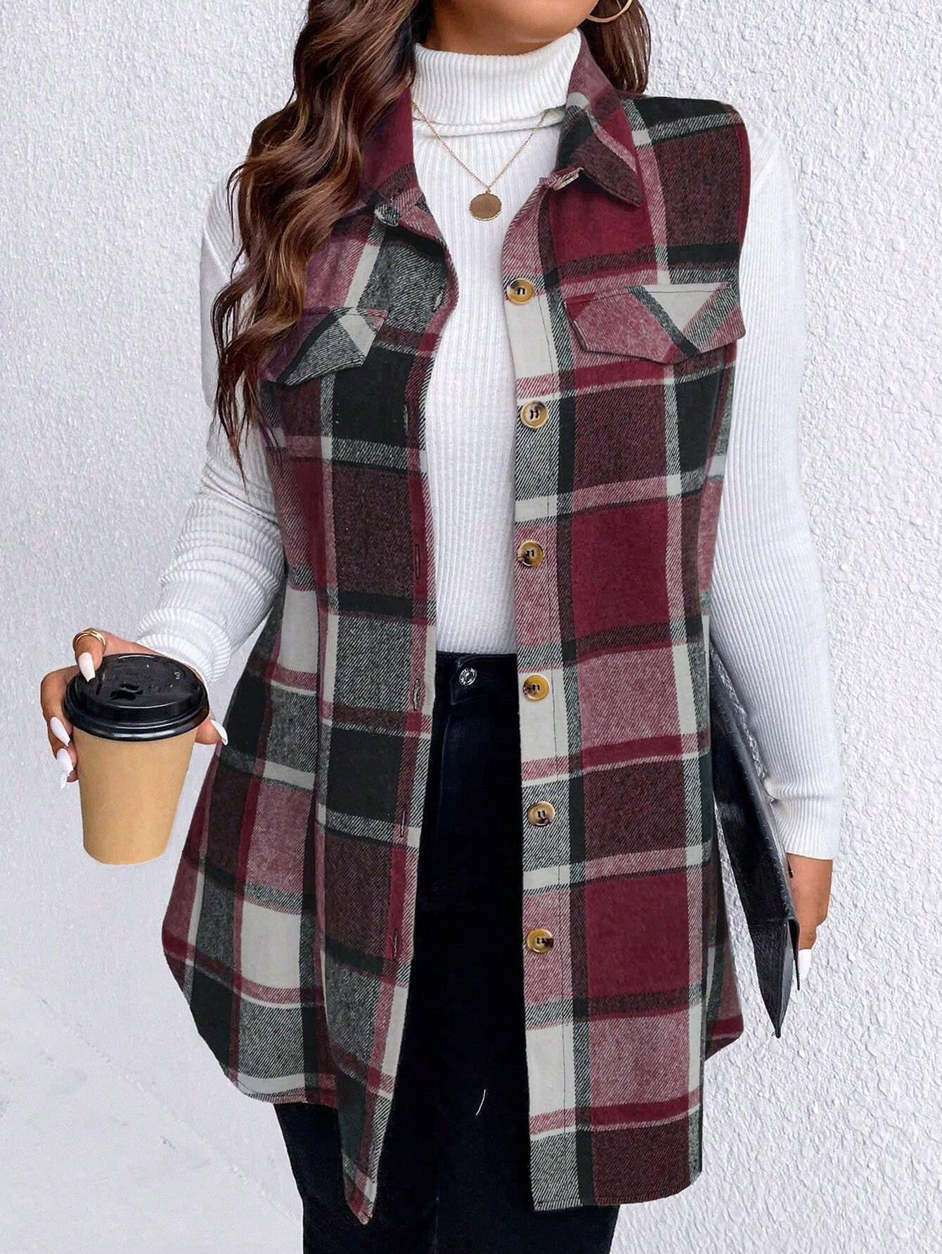 Women's Fall Plaid Lightweight Flannel Vest with Pockets (BUY 2 FREE SHIPPING)