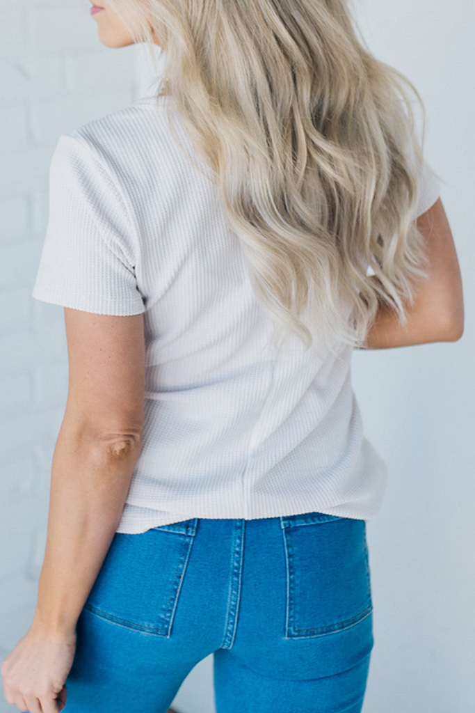 Josie Split Neck Waffle Tee