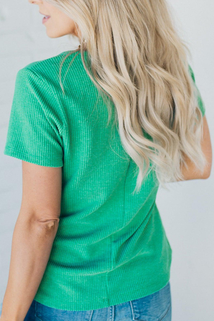 Josie Split Neck Waffle Tee