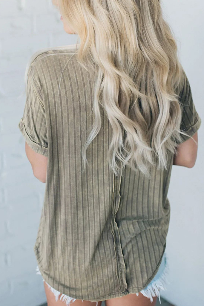 Women's Slouchy Ribbed Mineral Wash Tee (Buy 2 Free Shipping)