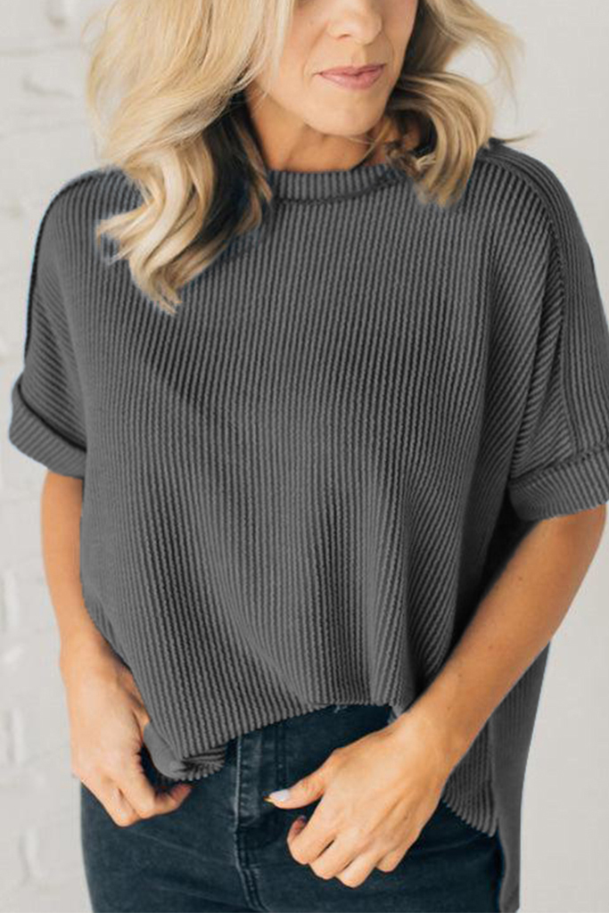 Textured Cuff Sleeve Top