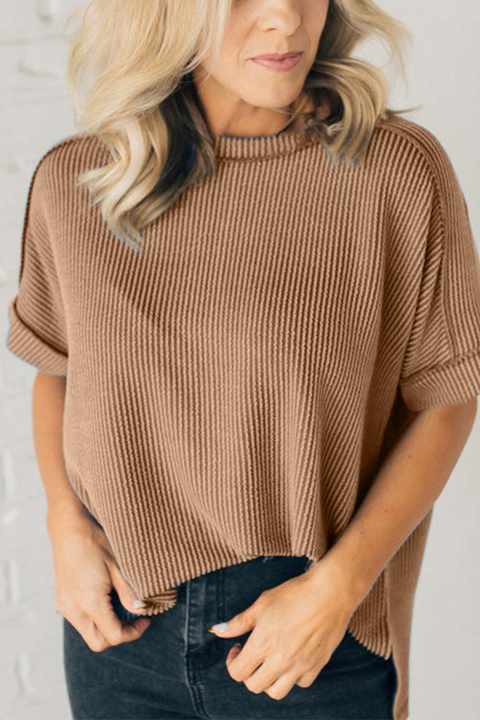 Textured Cuff Sleeve Top