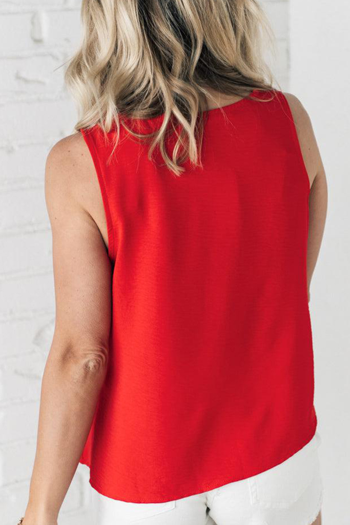 Front Pleat V Neck Tank