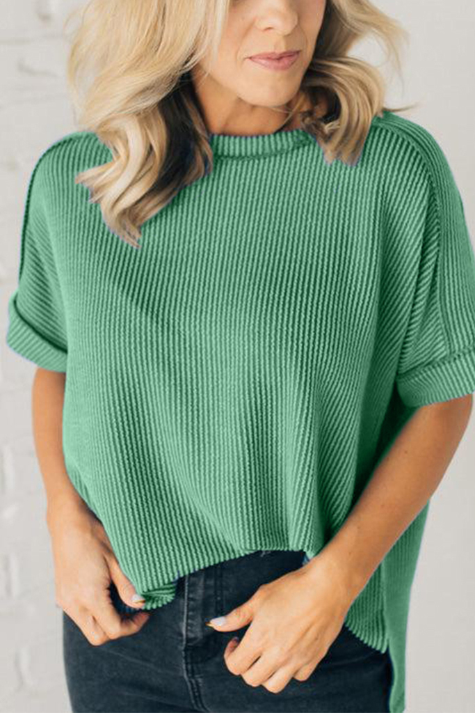 Textured Cuff Sleeve Top