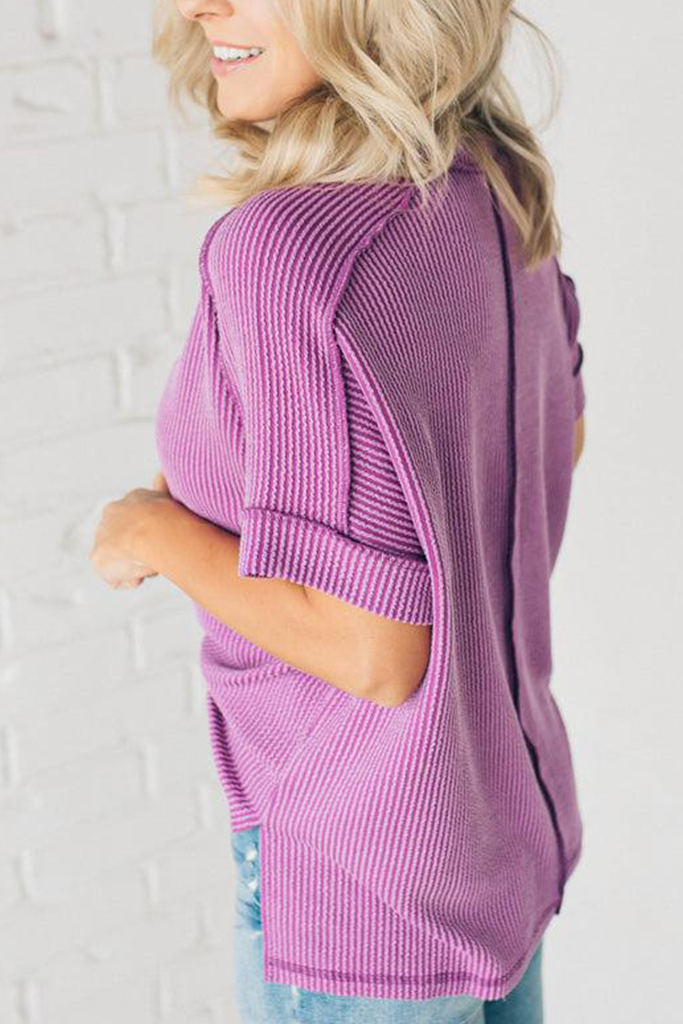 Textured Cuff Sleeve Top