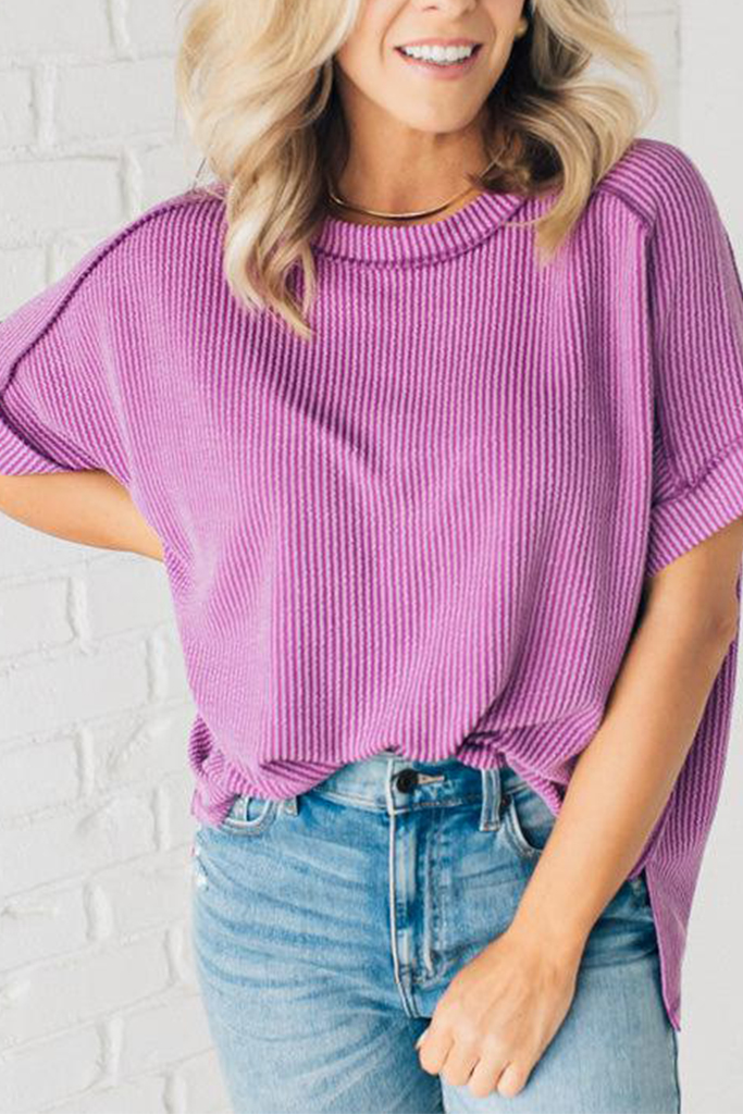 Textured Cuff Sleeve Top