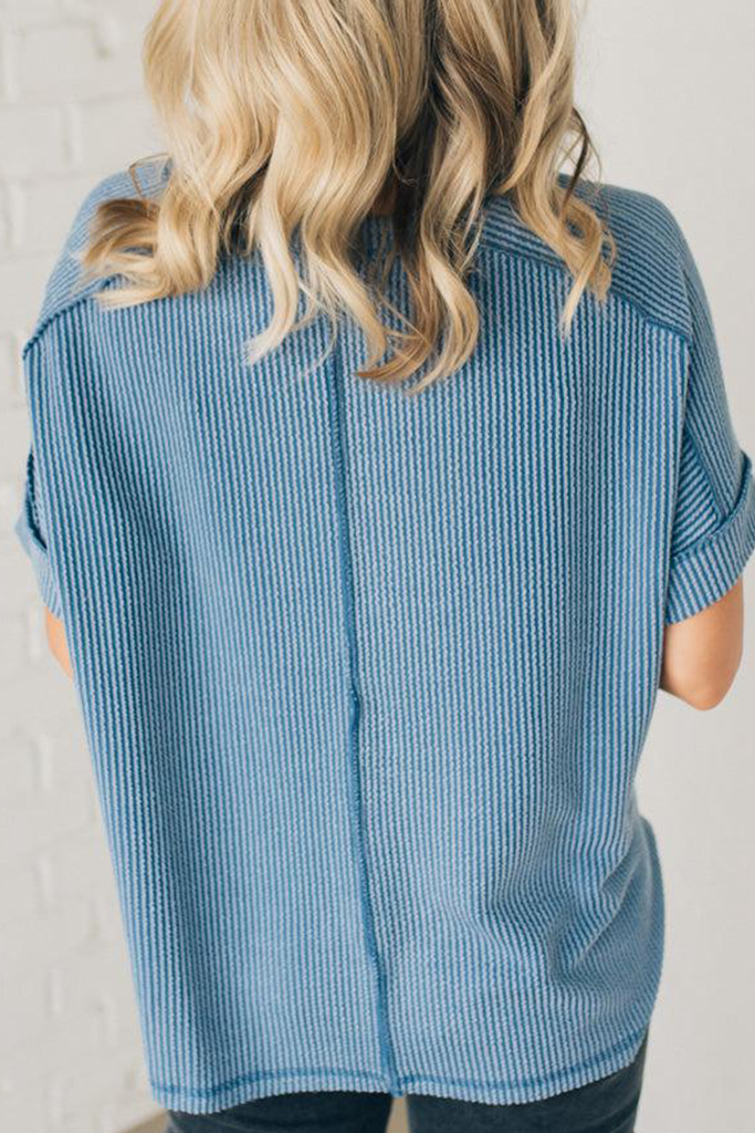 Textured Cuff Sleeve Top