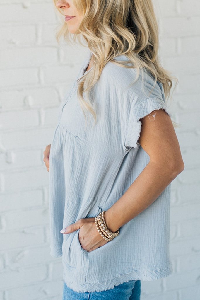 Raw Edge Gauze Top