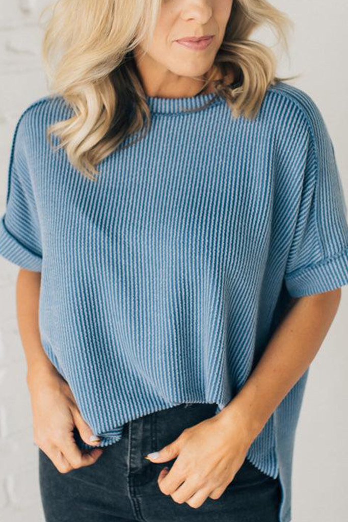 Textured Cuff Sleeve Top
