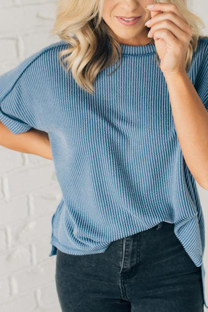 Textured Cuff Sleeve Top