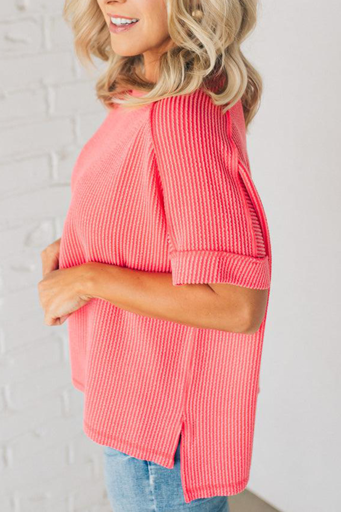 Textured Cuff Sleeve Top