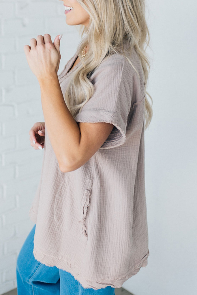 Raw Edge Gauze Top