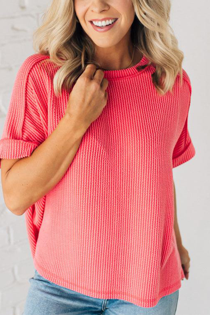 Textured Cuff Sleeve Top