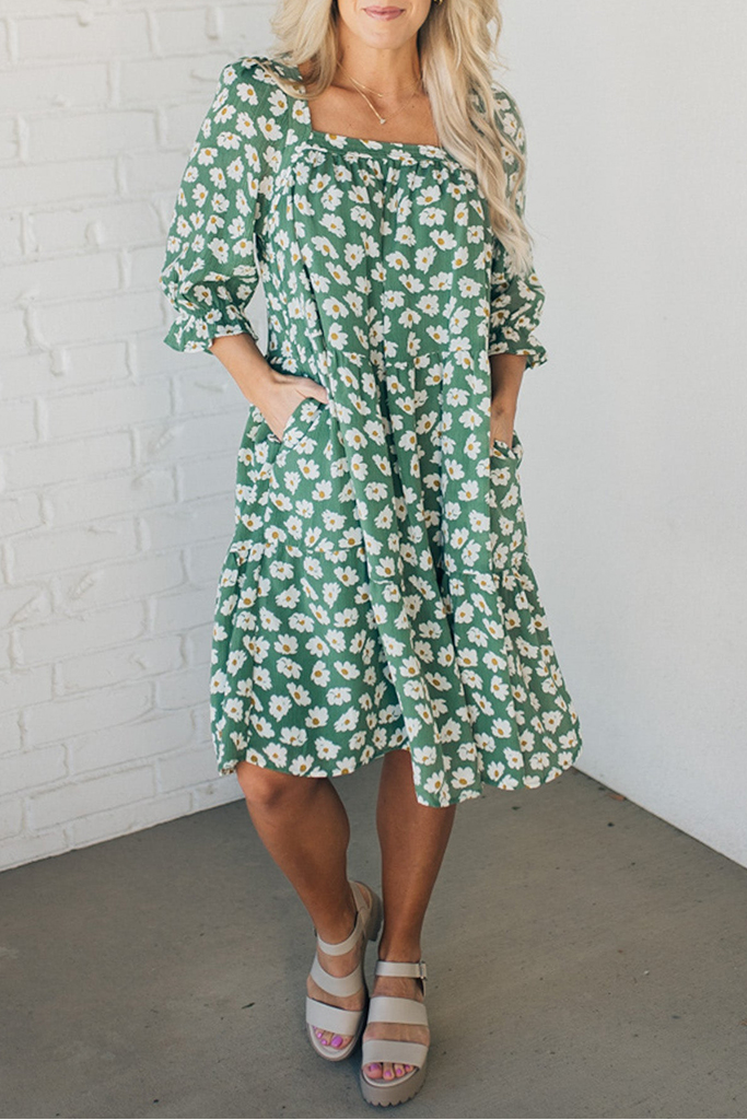 Daisy Print Tiered Dress