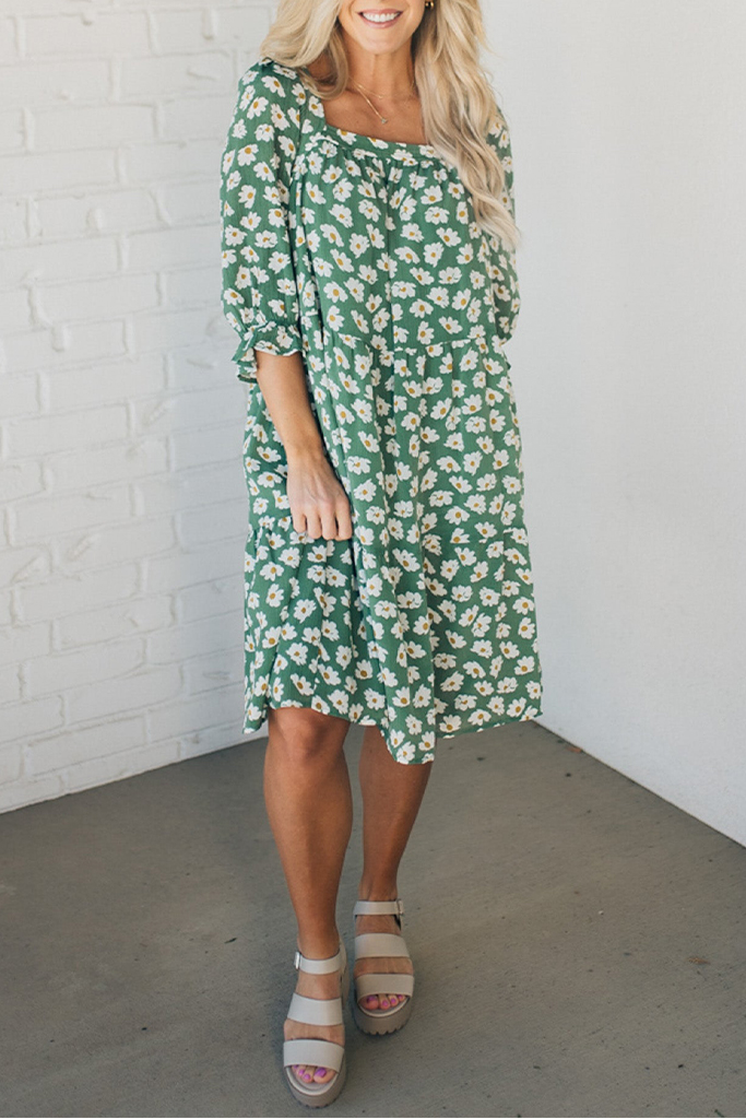 Daisy Print Tiered Dress