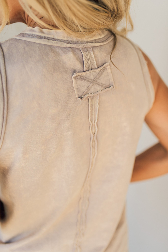 Button Mix Washed Henley Tank
