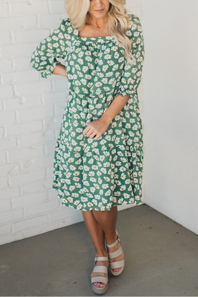Daisy Print Tiered Dress