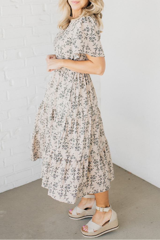 Maeve Printed Tiered Midi Dress