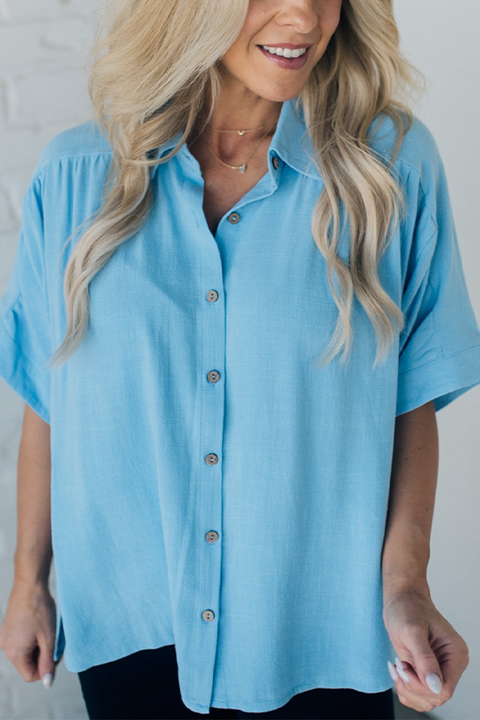 Oversized Linen Button Up Top