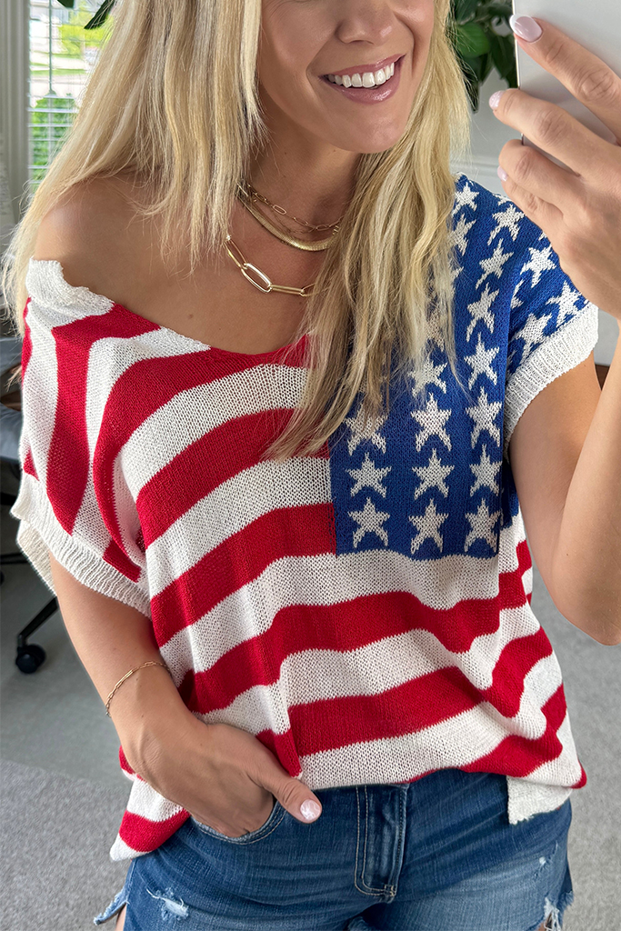 Flag Sweater Top