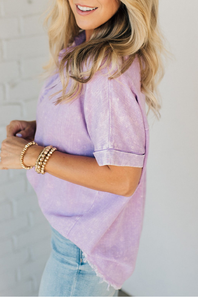Sydney Washed Linen Collar Top