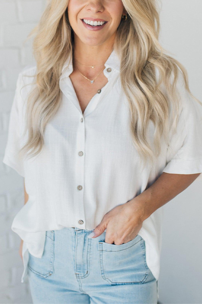 Oversized Linen Button Up Top