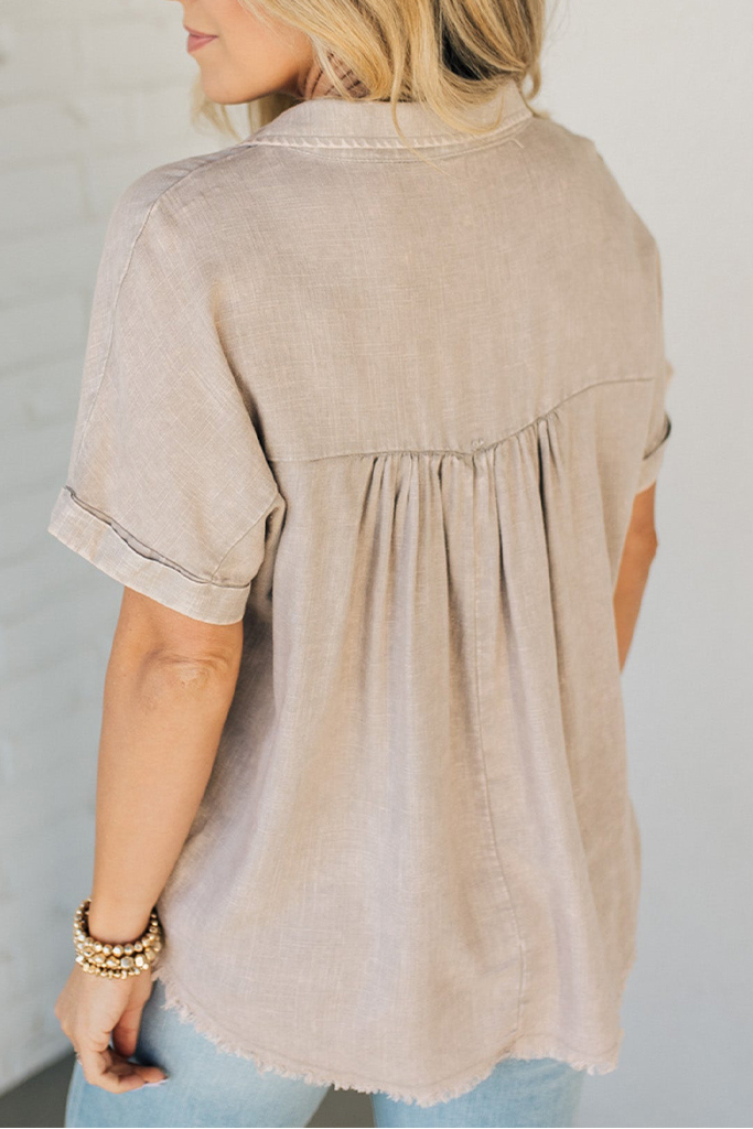 Sydney Washed Linen Collar Top