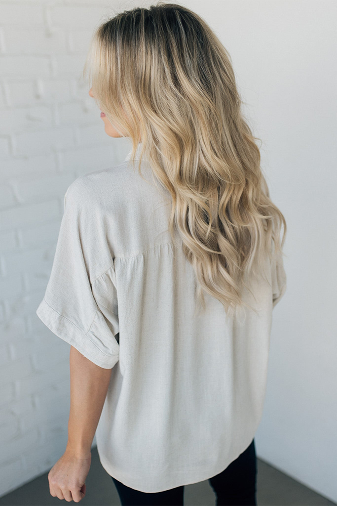 Oversized Linen Button Up Top
