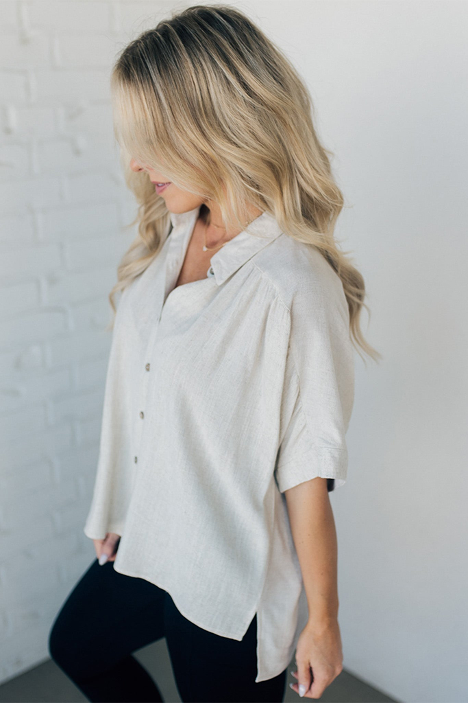 Oversized Linen Button Up Top