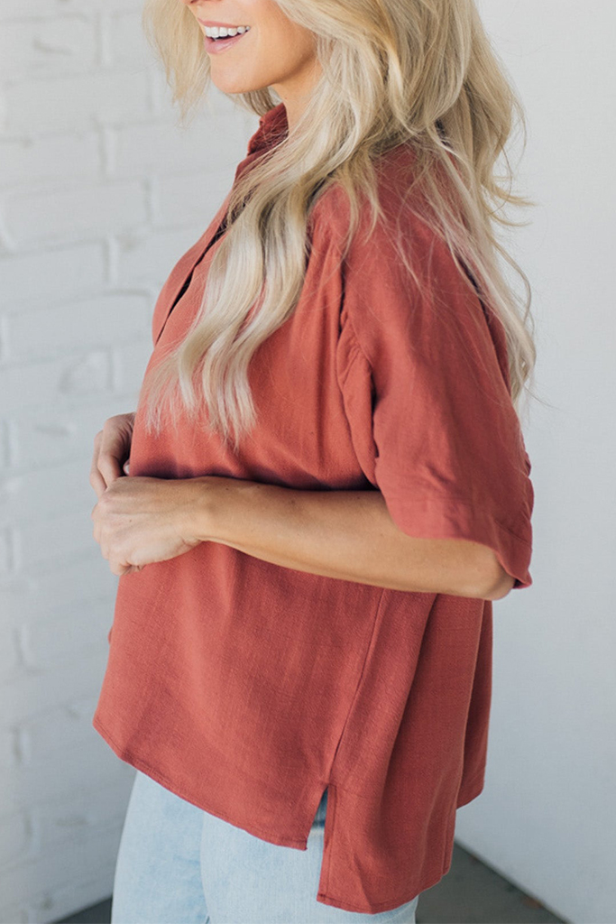 Oversized Linen Button Up Top