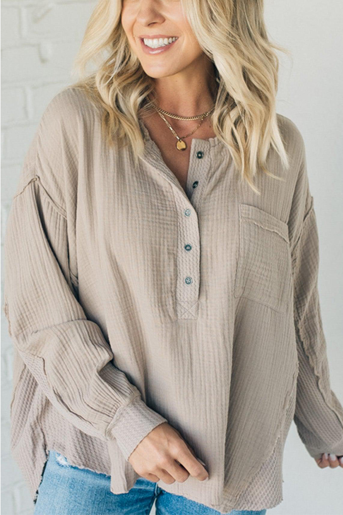 Double Gauze Oversized Henley