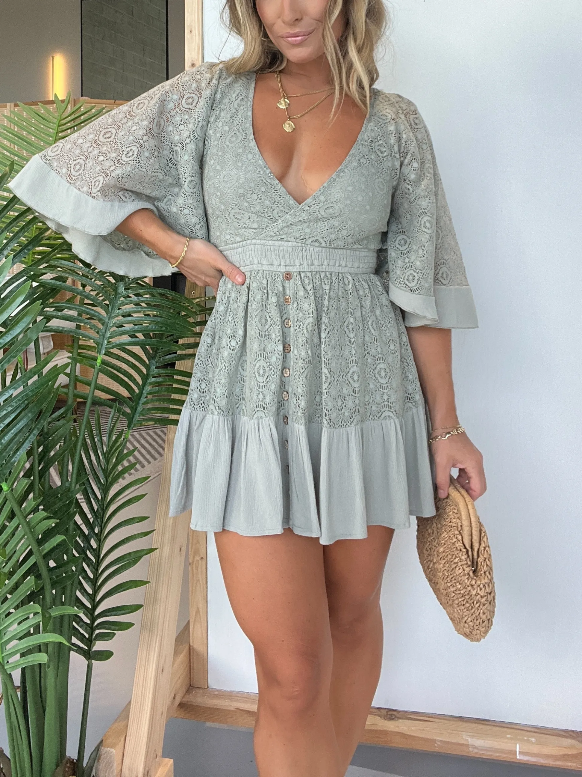 NEW🔥WOMEN'S LACE CROCHET ROMPER DRESS WITH BUILT-IN SHORTS (BUY 2 FREE SHIPPING)