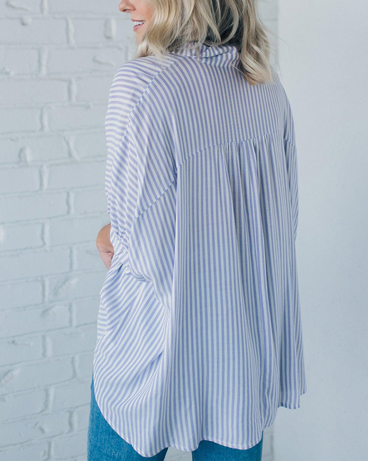 2024 Oversized Striped Loose Button-down Shirt(Buy 2 10% OFF)