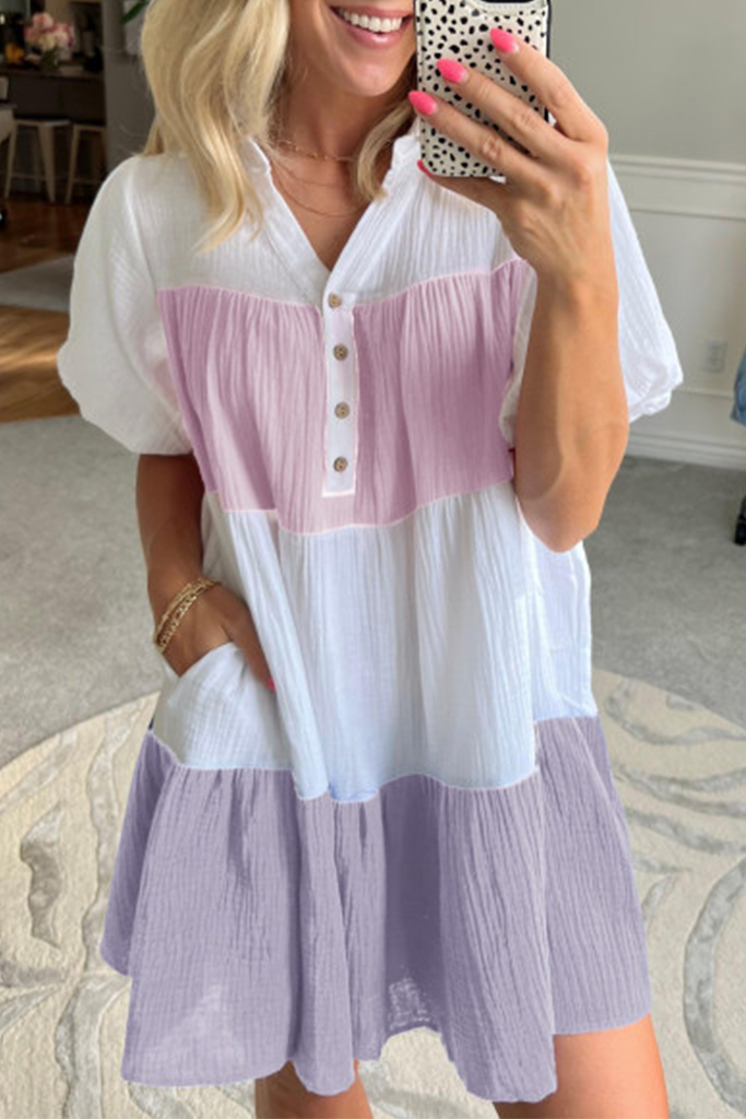 Americana Colorblock Gauze Mini Dress