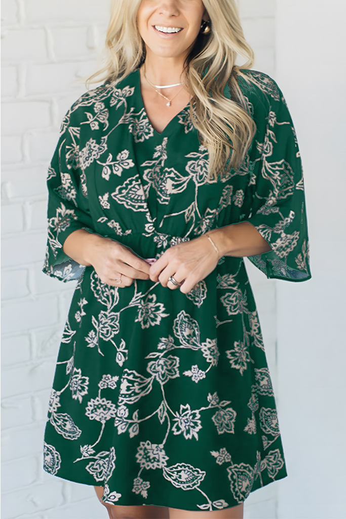 Kimono Sleeve Printed Mini Dress