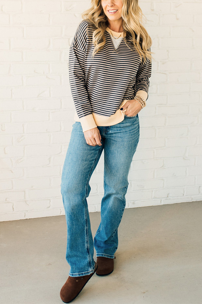 🔥Women's  Striped Oversized Sweatshirt (Buy 2 Free Shipping)