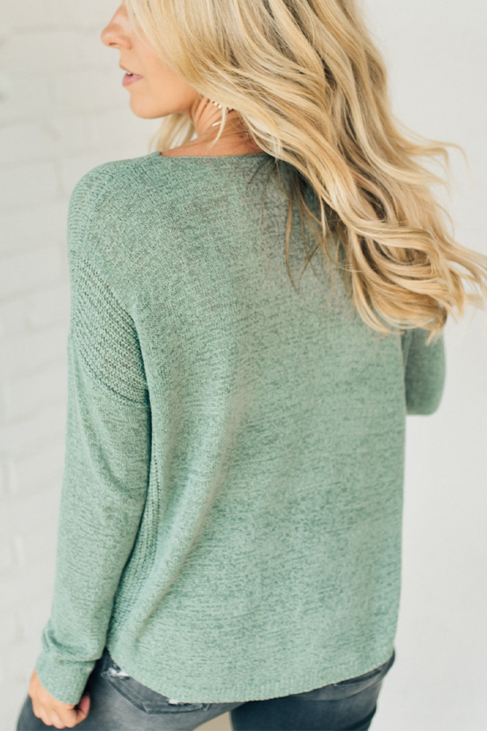 Loose Knit Ribbed Panel Sweater