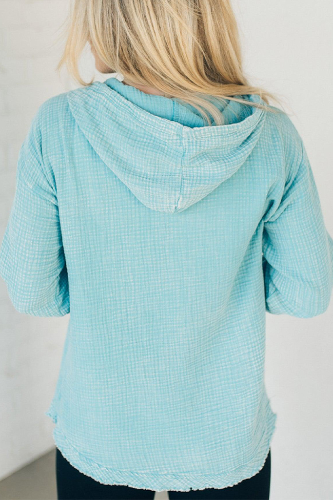 Hooded Henley Gauze Pullover