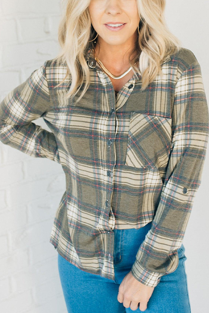 Leigh Stretch Plaid Top