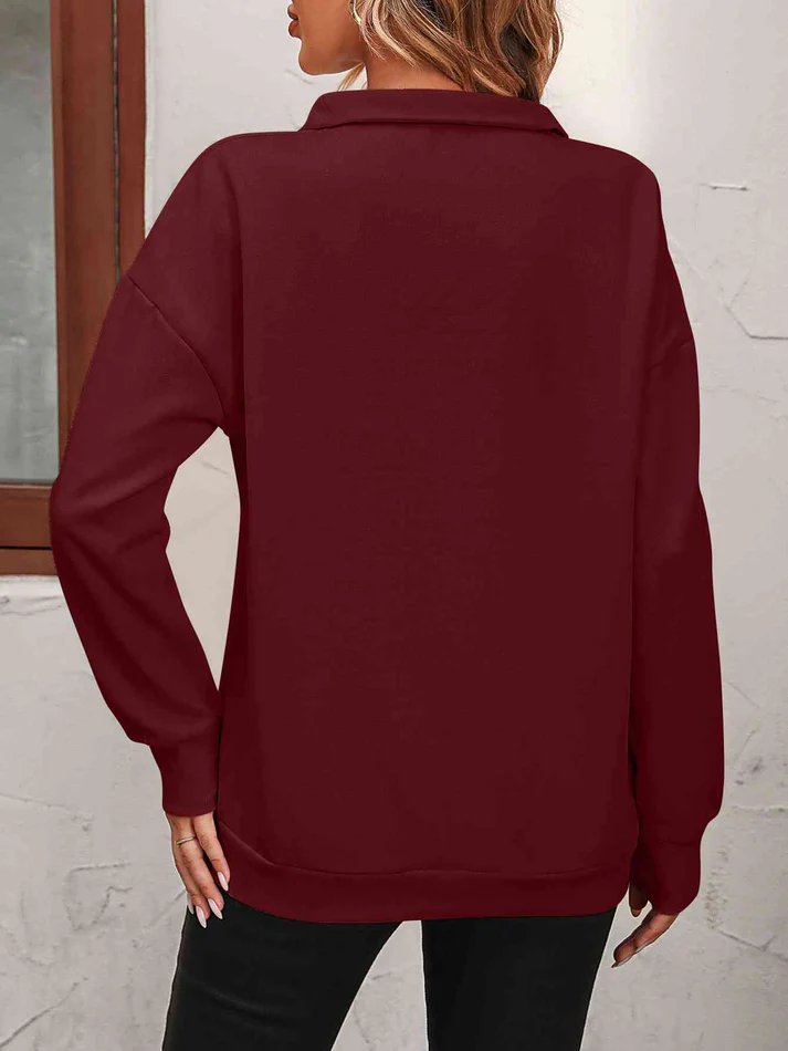 Womens Zip-Up Dropped Shoulder Sweatshirt(Buy 2 Free Shipping)