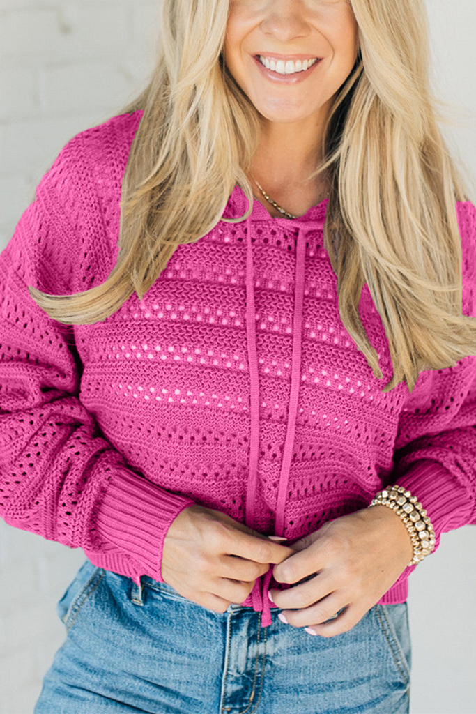 Posted Pointelle Hooded Sweater