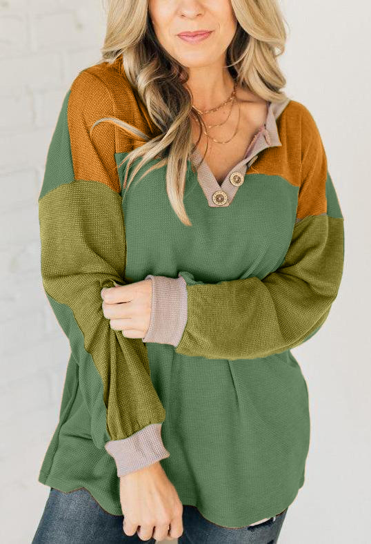 Women's Colorblock Thermal Knit Henley