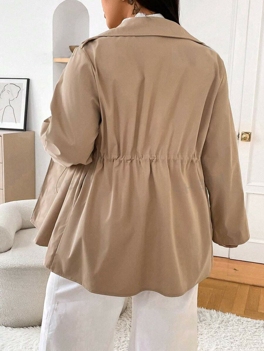 Women’s fashion lapel drawstring trench coat