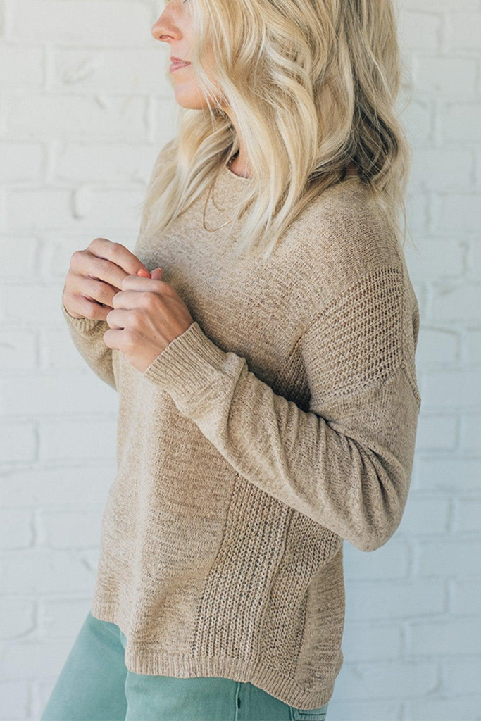 Loose Knit Ribbed Panel Sweater