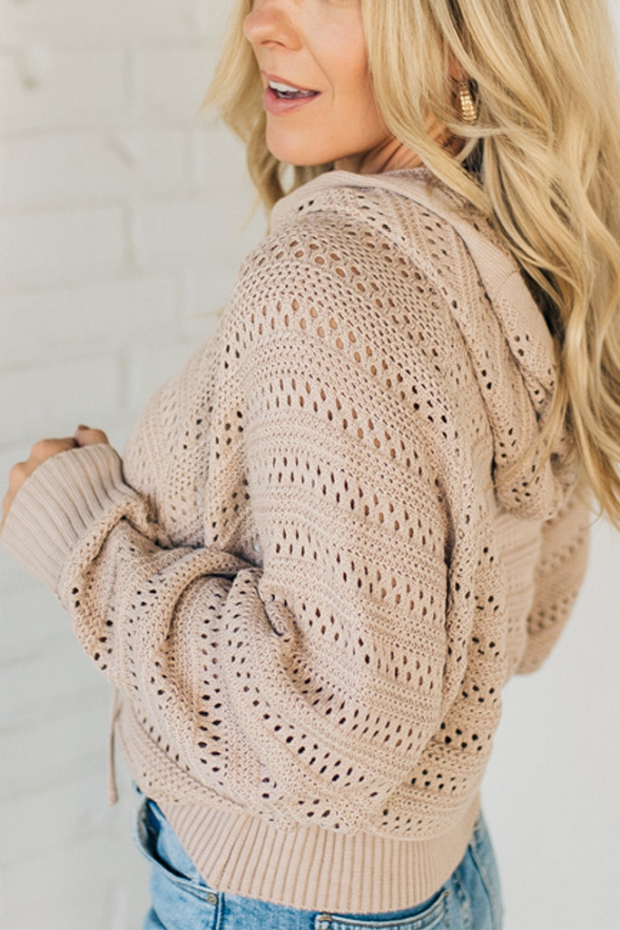 Posted Pointelle Hooded Sweater