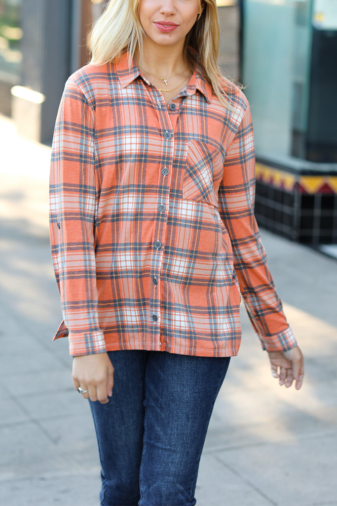 Leigh Stretch Plaid Top