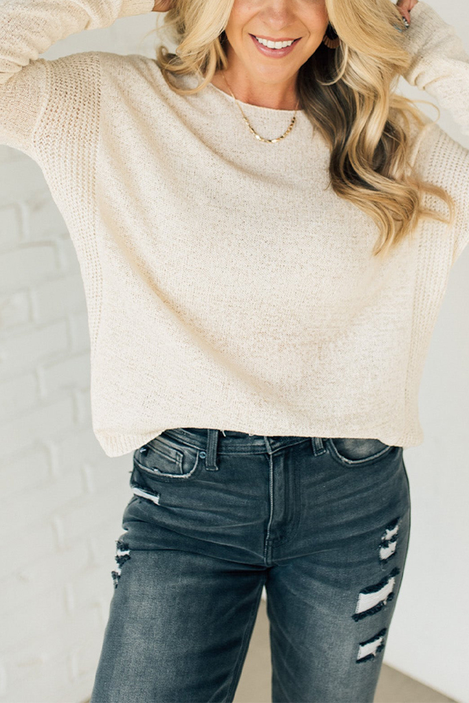 Loose Knit Ribbed Panel Sweater